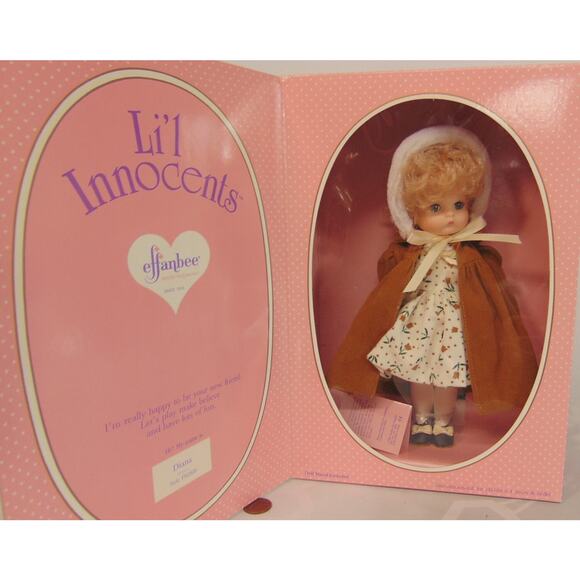 NEW 1988 Effanbee 9" Lil Li'l Innocents DIANA DOLL Cloak Hood Corduroy Dress - Picture 2 of 5